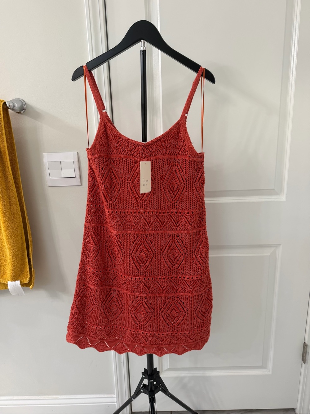A New Day Rust Crochet Knit Mini Dress NWT Size M